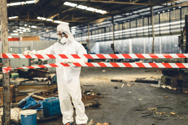Professional Biohazard Cleanup technician working in Helm, CA